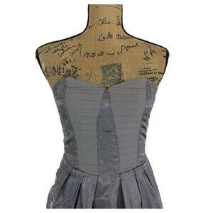 BCBGeneration Dress XXS Cocktail Party Slate Gray Sweetheart Satin Pleat NWT